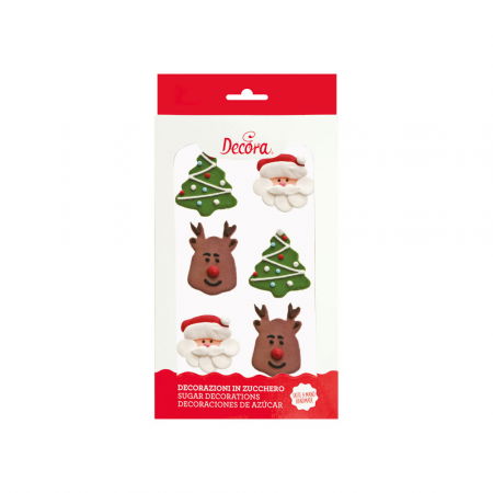 Decoratiuni Comestibile, Decor Tort - Decor Zahar - Figurine Craciun Ø 3.5 si 4 cm, 3 modele, 6 buc