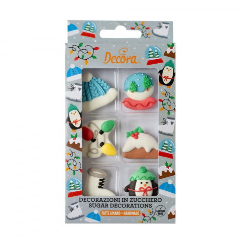 Decoratiuni Comestibile, Decor Tort - Decor Zahar - Figurine Craciun Ø 2.6 X H 4 cm, 6 modele, 6 buc