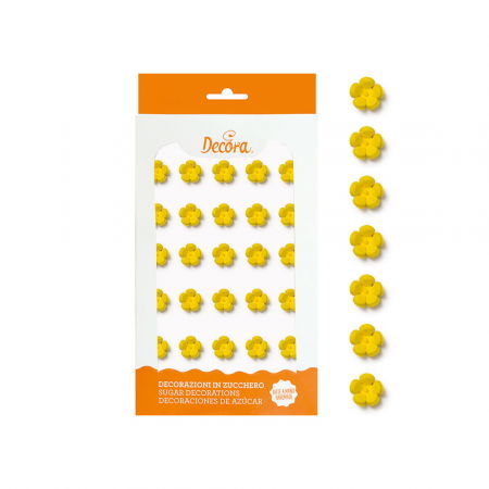 Decoratiuni Comestibile, Decor Tort - Decor Zahar - Floricele Galbene Ø 1 cm, 30 buc