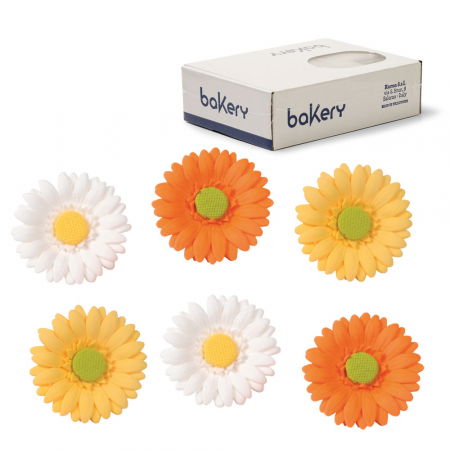 Decoratiuni Comestibile, Decor Tort - Decor Zahar - Gherbera 3 culori Ø 8 cm, 12 buc