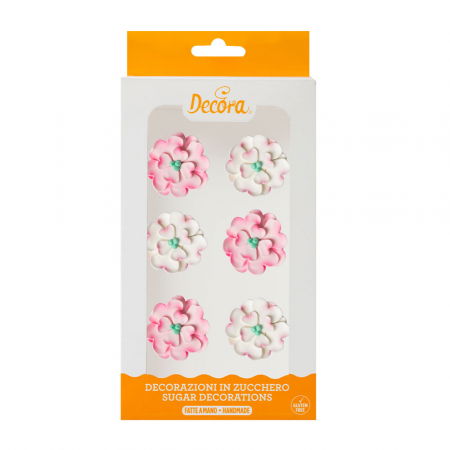 Flori din Zahar - Decor Zahar - Iasomie Alb Roz Ø 4.5 cm, 6 buc