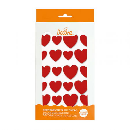 Figurine din Zahar - Decor Zahar - Inimioare Rosii Ø 1.5, 2 si 3 cm, 16 buc