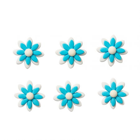Decoratiuni Comestibile, Decor Tort - Decor Zahar - Margarete Alb Albastru Ø 3.5 cm, 6 buc