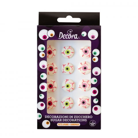 Decoratiuni Comestibile, Decor Tort - Decor Zahar - Ochi Inspaimantati Ø 2 cm, 3 modele, 12 buc