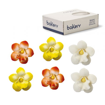 Decoratiuni Comestibile, Decor Tort - Decor Zahar - Orhidee Ø 3.5 cm, 3 culori, 30 buc