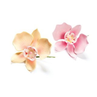 Decoratiuni Comestibile, Decor Tort - Decor Zahar - Orhidee Ø 8 cm, 3 culori, 6 buc