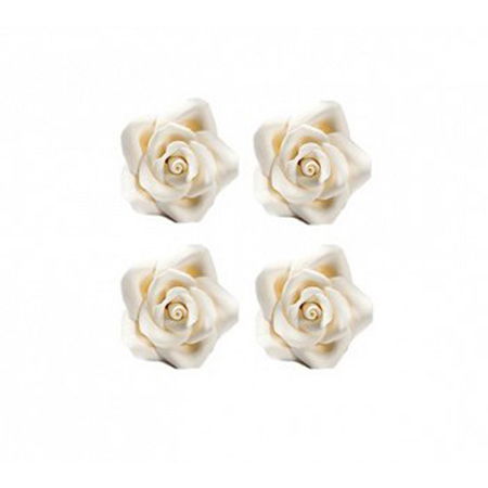 Decoratiuni Comestibile, Decor Tort - Decor Zahar - Trandafiri Albi Ø 3.5 cm, 30 buc