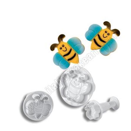 Decupatoare - Albine - Decupatoare Plastic cu Extractor Ø 2 - 4.3 cm, Set 3 Buc