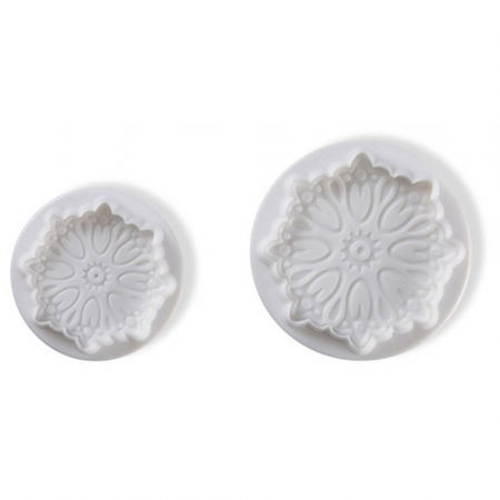 Decupatoare Dantela, Plachete, Rame Decor - Dantele sau Decor Rotund Ø 4.5 si 6 cm - Decupatoare Plastic cu Extractor, Set 2 Buc