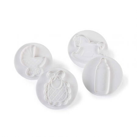 Decupatoare - Bebe - Decupatoare Plastic cu Extractor Ø 8 cm, Set 4 Buc