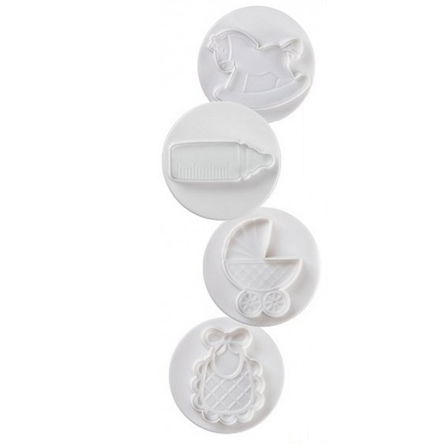Decupatoare - Bebe - Decupatoare Plastic cu Extractor Ø 8 cm, Set 4 Buc