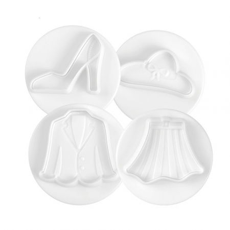 Cofetarie - Ustensile - Party Fashion - Decupatoare Plastic cu Extractor Ø 5.5 cm, Set 4 Buc