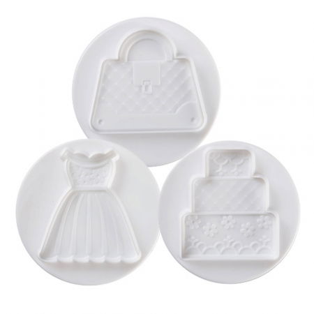 Cofetarie - Ustensile - Party Fashion - Decupatoare Plastic cu Extractor Ø 7.2 - 8.7 cm, Set 3 Buc