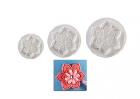 Decupatoare - Floare 6 Petale - Decupatoare Plastic cu Extractor Ø 4 - 7 cm, Set 3 Buc