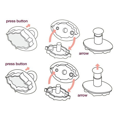 Dantele sau Decor Ø 5 si 7 cm - Decupatoare Plastic cu Extractor, Set 2 Buc [3]