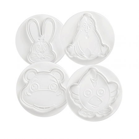 Decupatoare - Funny Animals - Decupatoare Plastic cu Extractor Ø 8 cm, Set 4 Buc