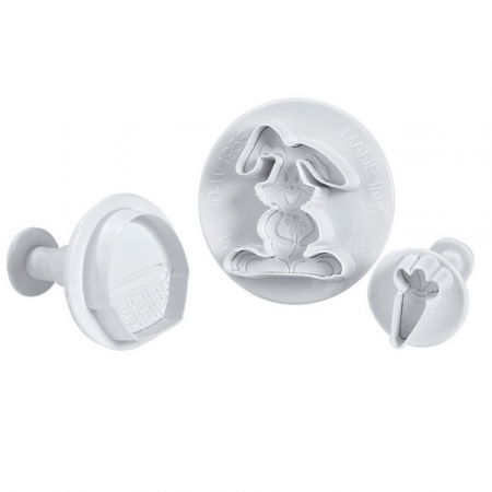 Decupatoare - Biscuiti sau Decoruri Paste - Decupatoare Plastic cu Extractor Ø 3.3 - 4.6 cm, Set 3 Buc