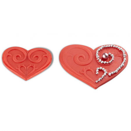 Decupatoare Inima, Stea, Fundite - Inima Decorata - Decupatoare Plastic cu Extractor Ø 4 - 6 cm, Set 2 Buc