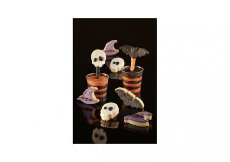 Cofetarie - Ustensile - Biscuiti sau Decoruri Halloween - Decupatoare Plastic cu Extractor Ø 3 - 5.5 cm, Set 3 Buc