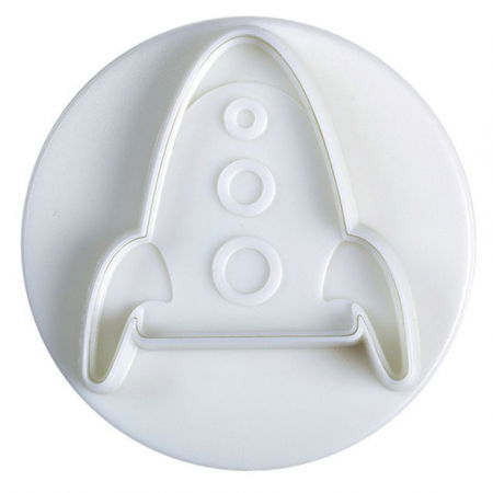 Cofetarie - Ustensile - Spatiul Cosmic - Decupatoare Plastic cu Extractor Ø 6 cm, Set 4 Buc