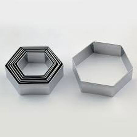 Cofetarie - Ustensile - Hexagon - Decupatoare Inox Ø 4.2 - 7.5 x H 2 cm, Cutie 7 Buc