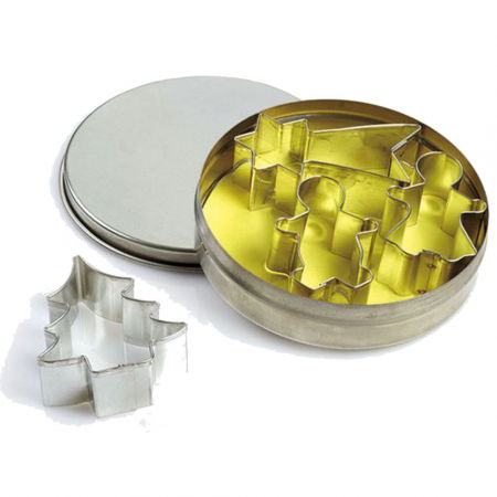 Cofetarie - Ustensile - Biscuiti sau Decoruri Craciun - Decupatoare Inox Ø 5 - 6 cm, Cutie 4 Buc
