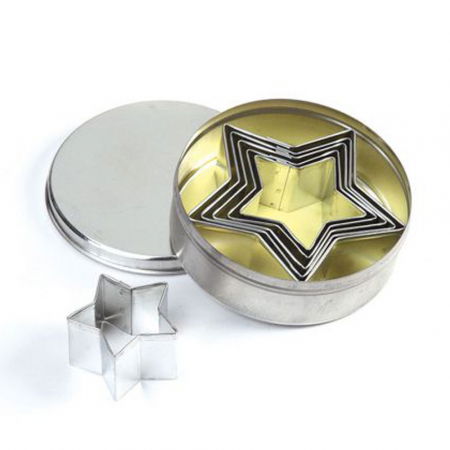 Decupatoare Inima, Stea, Fundite - Stea - Decupatoare Inox Ø 4.5 - 8.5 x H 2 cm, Cutie 6 Buc