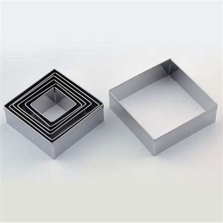Cofetarie - Ustensile - Patrat - Decupatoare Inox, 2.7 - 6.5 x H 2 cm, Cutie 7 Buc
