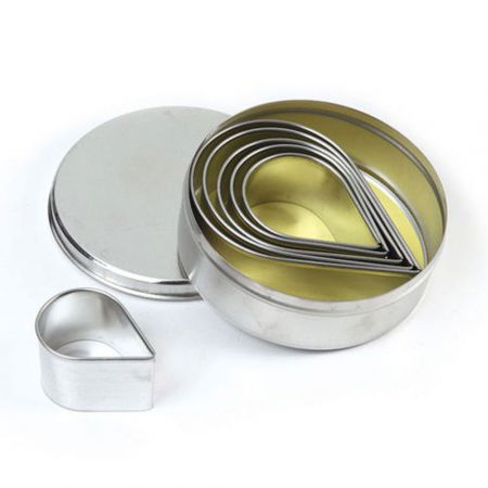 Cofetarie - Ustensile - Picatura - Decupatoare Inox Ø 4.5 - 9.5 x H 3 cm, Cutie 6 Buc