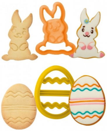 Decupatoare - Decupatoare Paste Iepurasi Ou Decorat, R 9 si 7.5 x H 2.2 cm, 2 Buc