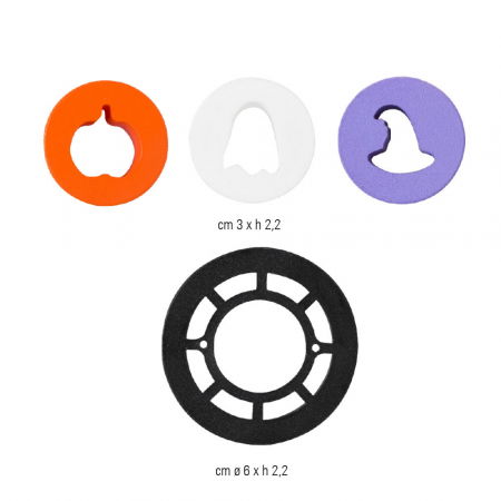 Decupatoare Plastic Halloween - Dovleac, Fantoma, Palarie Vrajitoare Ø 3- 6  x H 2.2 cm, 4 buc [2]