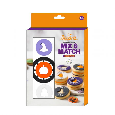 Cofetarie - Ustensile - Decupatoare Plastic Halloween - Dovleac, Fantoma, Palarie Vrajitoare Ø 3- 6  x H 2.2 cm, 4 buc
