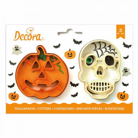 Cofetarie - Ustensile - Decupatoare Plastic Halloween - Dovleac si Craniu Ø 8 si 9 x H 2.2 cm, 2 Buc