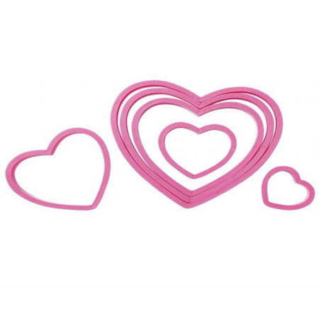 Decupatoare Inima, Stea, Fundite - Inima Festonat - Decupatoare Plastic Ø 4 - 8 x H 2.2 cm, 4 Buc