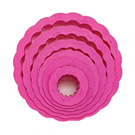 Decupatoare - Rotund Festonat - Decupatoare Plastic Ø 1.5 - 8 x H 2.2 cm, Set 6 Buc