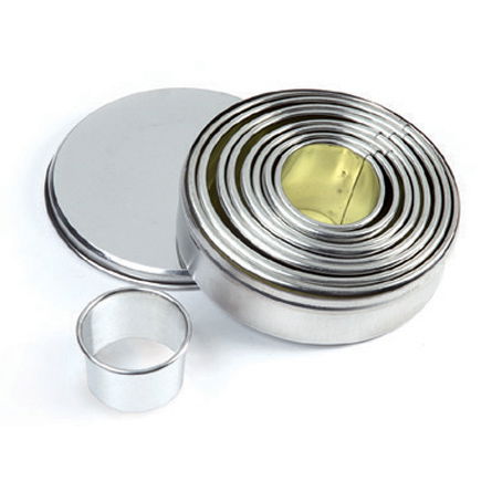 Decupatoare Forme Standard - Rotund - Decupatoare Inox Ø 2 - 8 x H 3 cm, Cutie 9 Buc