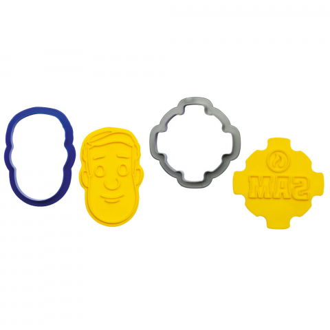 Decupatoare Figurine - Decupator + Marcator Plastic Pompierul Sam, 8.5 - 9 x 5.5 - 7.5 x H 2.2 cm, Set 4 buc