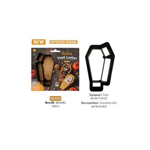 Decupatoare - Decupator Plastic Halloween - Sarcofag 10, 13 x 5, 7 x H 2.2, 3 cm, 2 buc