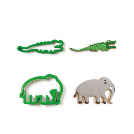 Decupatoare Figurine - Elefant si Crocodil - Decupatoare Plastic Ø 4 si 8 x H 2.2 cm, 2 Buc