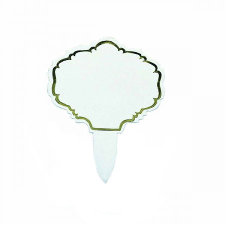 Etichete Produs si Pret - Etichete Pret Material Plastic Alb, Contur Auriu, Ø 6 x H 8 cm, Set 25 buc