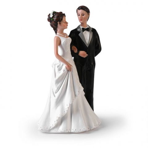 Ustensile si Accesorii Tort - Figurina necomestibile Mire si Mireasa Cuplu Fericit H 17.5 cm