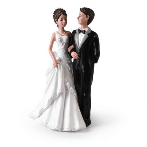 Ustensile si Accesorii Tort - Figurina necomestibile Mire si Mireasa Cuplu Fericit H 17.5 cm
