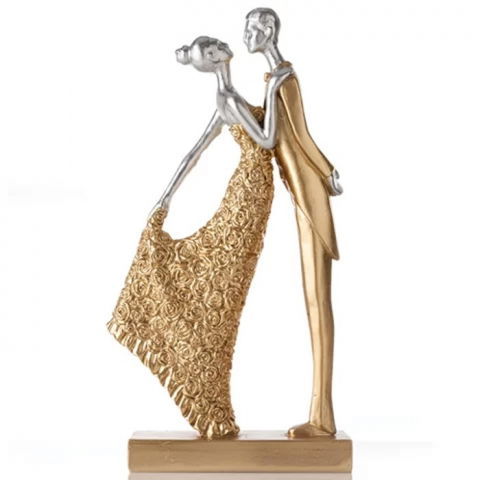 Ustensile si Accesorii Tort - Figurina Tort Necomestibila, Mire si Mireasa Auriu H 19 cm