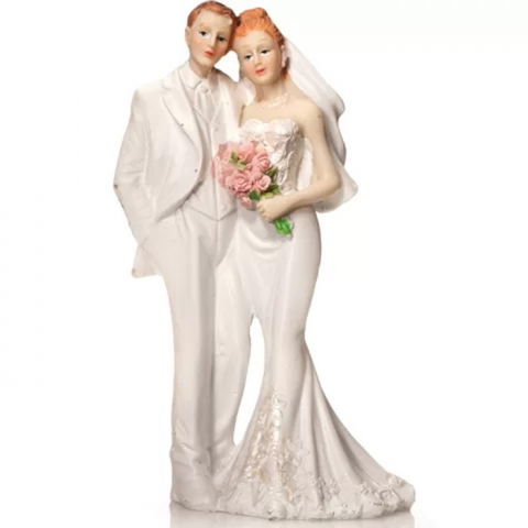 Ustensile si Accesorii Tort - Figurina Tort Necomestibila, Mire si Mireasa Blonda H 14 cm