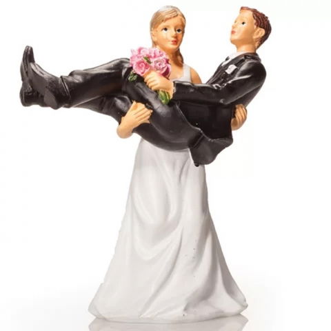 Ustensile si Accesorii Tort - Figurina Tort Necomestibila, Mire si Mireasa Comic Situation H 13 cm