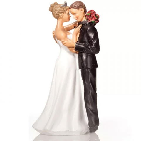 Ustensile si Accesorii Tort - Figurina Tort Necomestibila, Mire si Mireasa Imbratisare Romantica H 12 cm