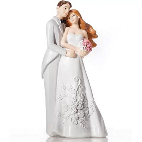 Ustensile si Accesorii Tort - Figurina Tort Necomestibila, Mire si Mireasa Roscata H 15 cm