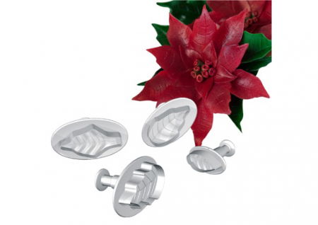 Floare de Craciun - Decupatoare Plastic cu Extractor Ø 3.2 - 6 cm, Set 4 Buc [2]