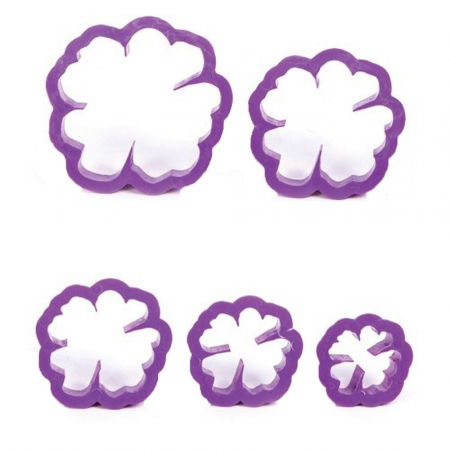 Ustensile Decor Pasta de Zahar - Floare de Maces - Decupatoare Plastic Ø 4 – 8 cm, Set 5 Buc
