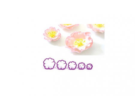 Ustensile Decor Pasta de Zahar - Floare de Maces - Decupatoare Plastic Ø 4 – 8 cm, Set 5 Buc